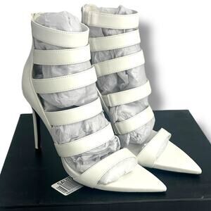 NEW AAJ by Aminah White Strappy Heels Size 5 Pointy Toe Natalya Stiletto